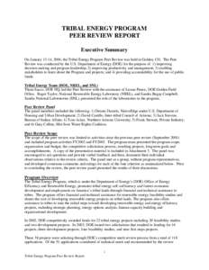 Tribal Energy Program Peer Review Report - Executive Summary