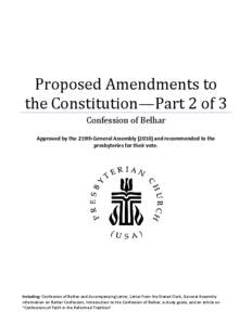 Proposed Amendments to the Constitution—Part 2 of 3 Confession of Belhar