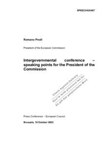 SPEECH[removed]Romano Prodi President of the European Commission  Intergovernmental