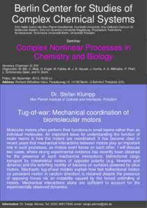 Berlin Center for Studies of Complex Chemical Systems Fritz-Haber-Institut der Max-Planck-Gesellschaft, Humboldt-Universität, Max-Delbrück-Centrum für Molekulare Medizin, Otto-von-Guericke-Universität Magdeburg, Phys