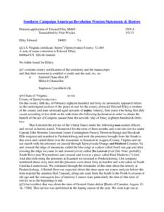 Southern Campaign American Revolution Pension Statements & Rosters Pension application of Edward Elley S8403 Transcribed by Fred Weyler Elley Edward  S8403