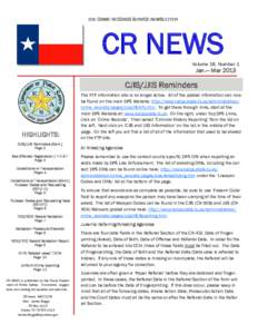 THE CRIME RECORDS SERVICE NEWSLETTER  CR NEWS Volume 18, Number 1  Jan.— Mar 2013