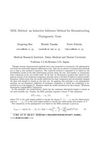 Computational phylogenetics / Phylogenetics / Algorithmic information theory / Minimum description length / Statistical theory / Phylogenetic tree / Maximum parsimony / PHYLIP / MDL / Maximum likelihood estimation