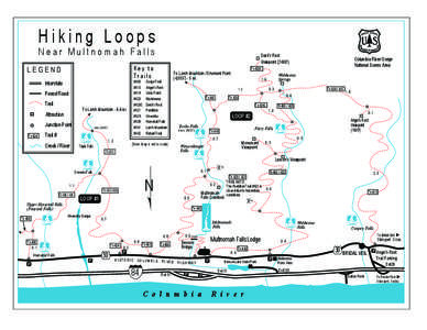 Hiking Loops  Near Multnomah Falls LEGEND  Key to
