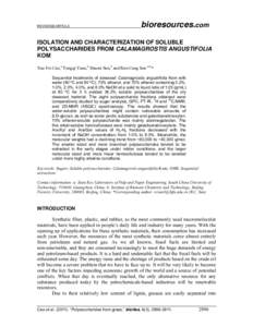 REVIEWED ARTICLE  bioresources.com ISOLATION AND CHARACTERIZATION OF SOLUBLE POLYSACCHARIDES FROM CALAMAGROSTIS ANGUSTIFOLIA