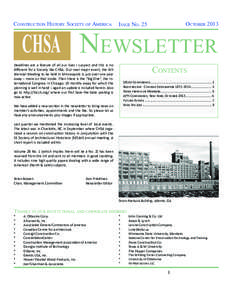 Construction History Society of America  October 2013 Issue No. 25