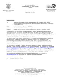 STATE OF MICHIGAN DEPARTMENT OF EDUCATION LANSING MICHAEL P. FLANAGAN SUPERINTENDENT OF PUBLIC INSTRUCTION