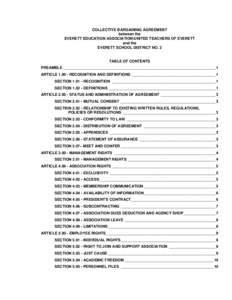 COLLECTIVE BARGAINING AGREEMENT between the EVERETT EDUCATION ASSOCIATION/UNITED TEACHERS OF EVERETT and the EVERETT SCHOOL DISTRICT NO. 2