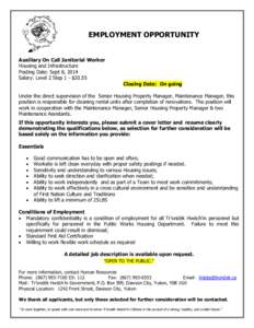 Asset Control Assistant (full time term position to August 17, 2007)