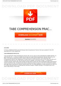 BOOKS ABOUT TABE COMPREHENSION PRACTICE TEST  Cityhalllosangeles.com TABE COMPREHENSION PRAC...