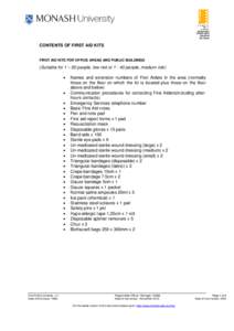 AS/NZS 4801 OHSAS[removed]OHS20309 SAI Global  CONTENTS OF FIRST AID KITS