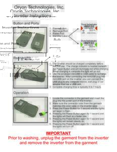 Oryon Technologies, Inc. Inverter Instructions Button and Ports 2  Oryon Technologies