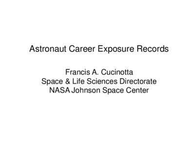 Astronaut Career Exposure Records