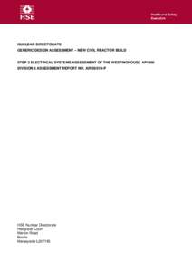 Generic Design Assessment -  Westinghouse AP1000 - Step 3 Electrical Systems Assessment Report