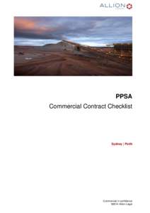 PPSA Commercial Contract Checklist Sydney | Perth  Commercial in confidence