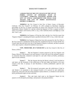 RESOLUTION NUMBER[removed]A RESOLUTION OF THE CITY COUNCIL OF THE CITY OF PERRIS, COUNTY OF