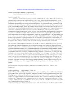 Southern Campaign American Revolution Pension Statements & Rosters Pension Application of Benjamin Lockett S41780 Transcribed and annotated by C. Leon Harris State of Kentucky Sct Benjamin Lockett of Clarke County and St