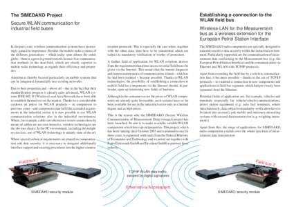 Establishing a connection to the WLAN field bus The SIMEDAKO Project Secure WLAN communication for industrial field buses