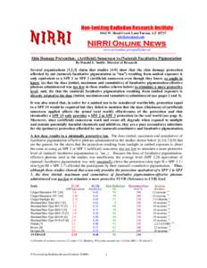 Non-Ionizing Radiation Research Institute 1062 W. Shoal Creek Lane/Tucson, AZ[removed]removed] NIRRI Online News www.nirrionline.presspublisher.us
