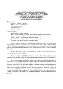 MINUTES OF A REGULAR MEETING OF THE MIDDLESEX COUNTY IMPROVEMENT AUTHORITY HELD ON WEDNESDAY, JANUARY 11, 2012 AT 6:00 P.M. AT THE OFFICE OF THE AUTHORITY 101 INTERCHANGE PLAZA, CRANBURY (SOUTH BRUNSWICK), NEW JERSEY