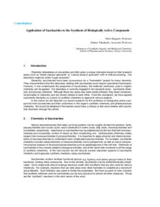 Research Articles Application of Saccharides to the Synthesis of Biologically Active Compounds | TCI
