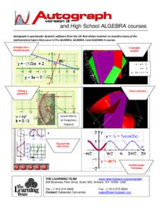 and High School ALGEBRA courses  ________________________________________________________________________ Autograph is spectacular dynamic software from the UK that allows teachers to visualise many of the mathematical t