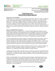 YNOT Farms, LLC Draft Permit to Operate Renewal General overview of the farm YNOT Farms, LLC is located at 750 Counts Road, South Solon, OH, 43153 which is in Madison County, Range Township, situated in the Paint Watersh