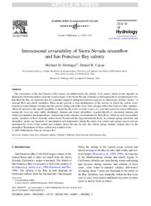 ARTICLE IN PRESS  Journal of Hydrology xx[removed]–18 www.elsevier.com/locate/jhydrol  Interseasonal covariability of Sierra Nevada streamflow