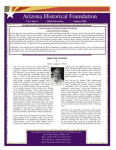 Arizona Historical Foundation Vol. 1 Issue 2 Official Newsletter  Summer 2005