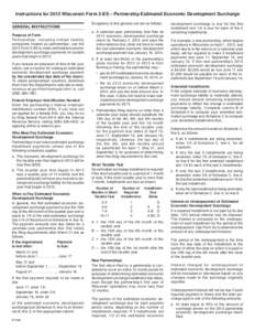 2012 DC-045a Instructions for 2013 Wisconsin Form 3-ES Partnership Estimated Economic Development Surcharge