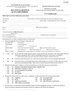 _F I R M_ STATE BOARD OF CPAs OF LOUISIANA 601 Poydras Street, Suite 1770, New Orleans, LA[removed]1244 www.cpaboard.state.la.us  - INSTRUCTIONS below (third page) RESPOND TO ALL ITEMS