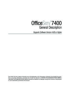 TM  OfficeServ 7400 General Description Supports Software Version 4.60 or Higher