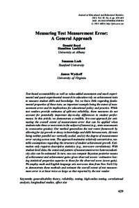 Journal of Educational and Behavioral Statistics 2013, Vol. 38, No. 6, pp. 629–663 DOI: [removed][removed] # 2013 AERA. http://jebs.aera.net  Measuring Test Measurement Error: