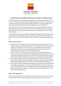 Microsoft Word - Fact Sheet - Changes to Aboriginal heritage laws.docx