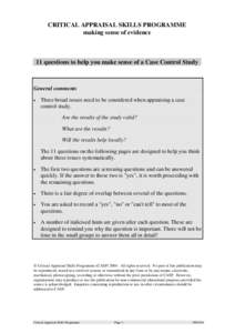 11 questions for  critical appraisal of trial