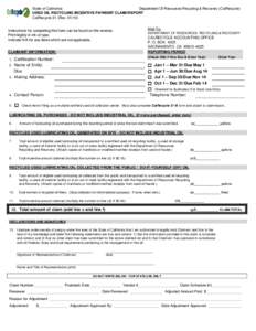 CalRecycle Form 31: Used Oil Recycling Incentive Payment Claim/Report (Rev[removed])