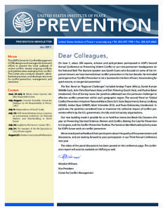 PREVENTION NEWSLETTER  United States Institute of Peace • www.usip.org • Tel[removed] • Fax[removed]July 2011