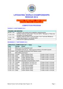 =  LIFESAVING WORLD CHAMPIONSHIPS RESCUE 2014 NATIONAL TEAMS OPEN – POOL EVENTS ANTIGONE POOL MONTPELLIER