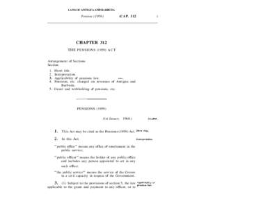 E  LAWS OF ANTIGUA AND BARBUDA Pensions (1959)