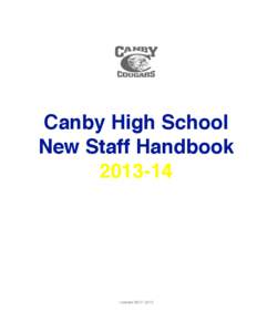 Canby High School New Staff Handbook[removed]Updated[removed]