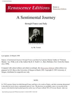 A Sentimental Journey  Return to Renascence Editions  A Sentimental Journey