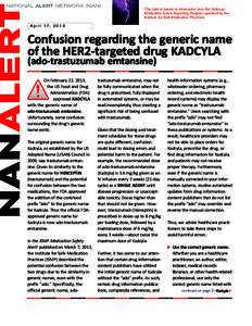 NATIONAL ALERT NETWORK (NAN)  This alert is based on information from the National Medication Errors Reporting Program operated by the Institute for Safe Medication Practices.