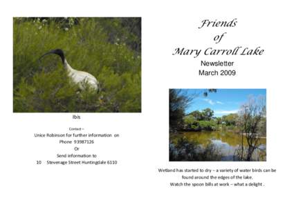    Friends of Mary Carroll Lake Newsletter