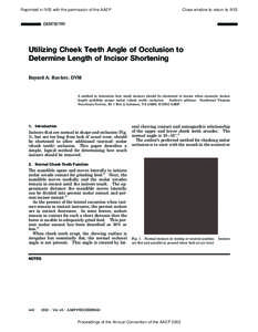 Utilizing Cheek Angle of Occlusion to Determine Length of Incisor Shortening