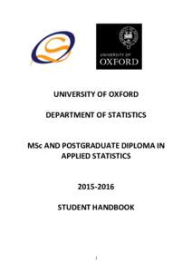 UNIVERSITY OF OXFORD DEPARTMENT OF STATISTICS MSc AND POSTGRADUATE DIPLOMA IN APPLIED STATISTICS