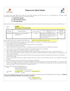 Pengumuman Lelang Terbatas PT. Pertamina Hulu Energi Offshore North West Java (