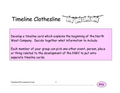 Develop a timeline card which explains the beginning of the North West Company. Decide together what information to include. Each member of your group can pick one other event, person, place or thing related to the devel