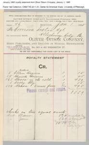 January 1895 royalty statement from Oliver Ditson Company, January 1, 1895 Foster Hall Collection, CAM.FHC[removed], Center for American Music, University of Pittsburgh. 