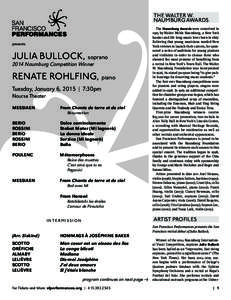 THE WALTER W. NAUMBURG AWARDS presents  JULIA BULLOCK, soprano