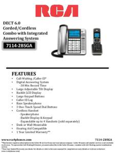 DECT 6.0 Corded/Cordless Combo with Integrated Answering System2BSGA